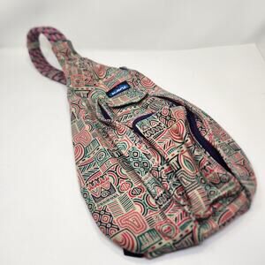 Kavu Rope Sling Backpack Crossbody Multicolor Geometric Print Adjustable Strap